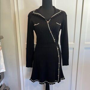 Burryco BURRYCO Black Dress Black Long Sleeve Sweater Dress Size 4